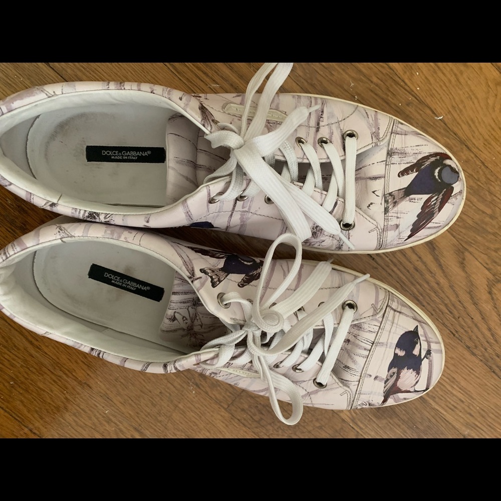 Dolce and Gabanna Men’s Bird Leather Sneakers EU44